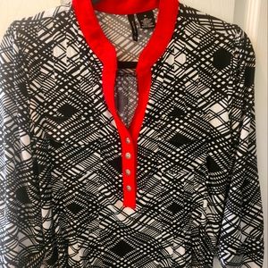 New Directions Women's blouse, Size M, Color Red, black, white